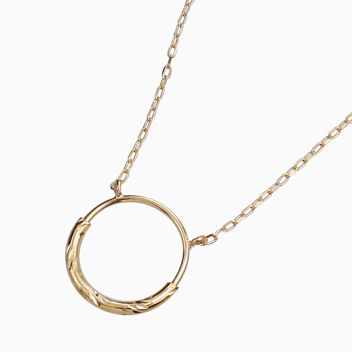 18金 K18 18k ゴールド ペンダント ネックレス アクセサリー ジュエリー ラウンド フープ サークル レディース 女性 上品 プチサイズ 記念日 誕生日 お祝い ギフト プレゼント 小豆チェーン 41cm