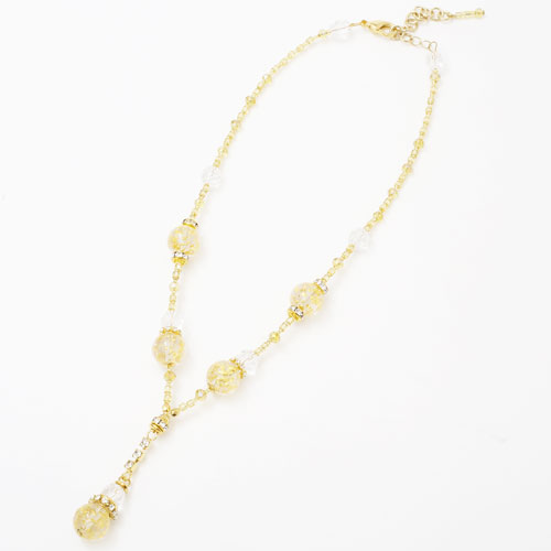 送料無料・消費税込【CHIARA by INES】キアラ・デザイン イタリア製 ベネチアンガラス ネックレス ゴールデン・ドット（クリア）【smtb-k】