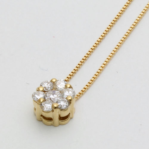 K18 18金 ラッキーセブンダイヤモンド ペンダント （7個合計 0.2ct）