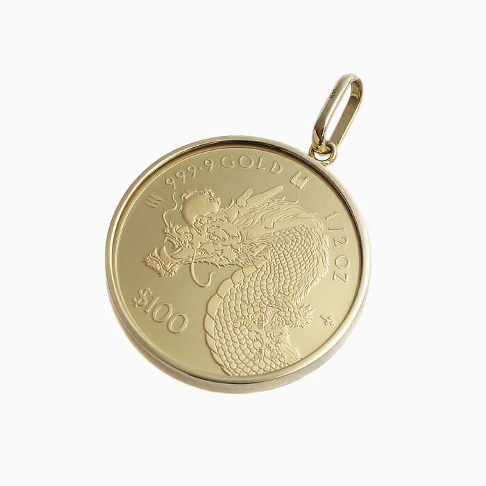 ドラゴンコイン 純金 K24 K18 2024 ドラゴン コイン ネックレス 1/10oz
