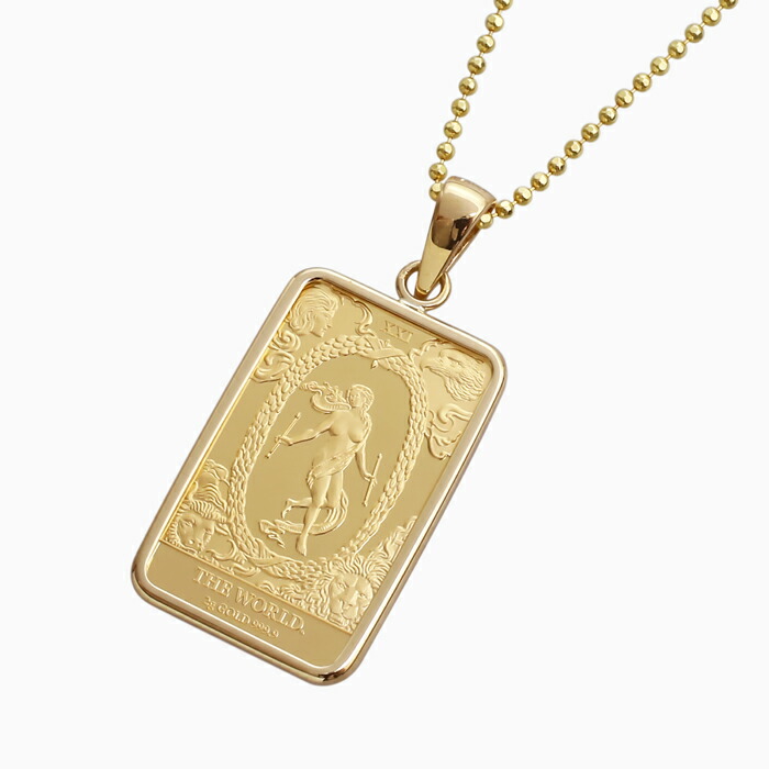純金 K24 24金 ゴールド クック諸島 GOLD インゴット 金貨 ペンダント 2g 縦19mm タロットカード 完成 達成 調和 シンプル枠 フセコミ枠 18金 K18 シルバー 925 カットボールチェーン付き アクセサリー アイテム オシャレ プレゼント