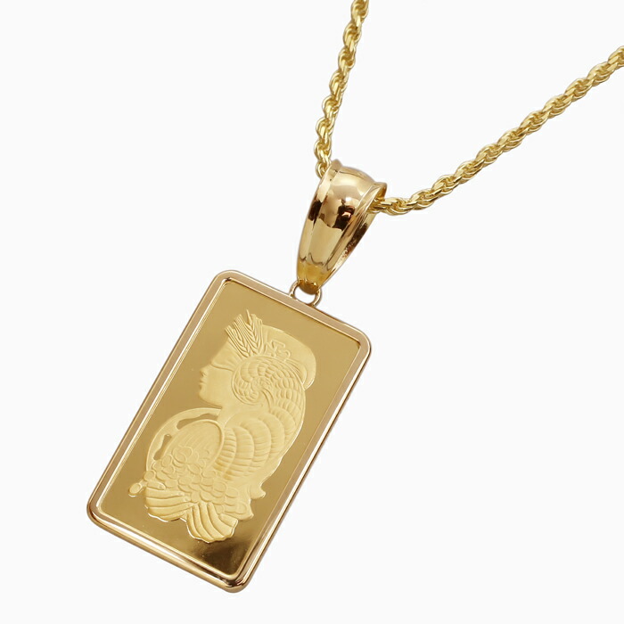 純金 K24 24金 PUREGOLD 999.9 ゴールド インゴット INGOT スイス パンプ社 5g ペンダント フォルトゥーナ (Fortuna) シンプル枠 フセコミ枠 18金 K18 総重量 5.7g 開運 お守り プレゼント 贈り物 レディース メンズ