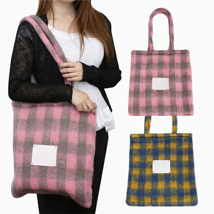 【PANKAJ/パンカジ】かばん カバン 鞄 BAG バッグ トートバッグ ふわふわバッグ 冬バッグ 秋冬 お出かけ ピンク グレー イエロー ブルー チェック チェック柄 アクリル ウール ナイロン 大容量 お洒落 かわいい レディース 記念日 お祝い 誕生日 プレゼント インド製