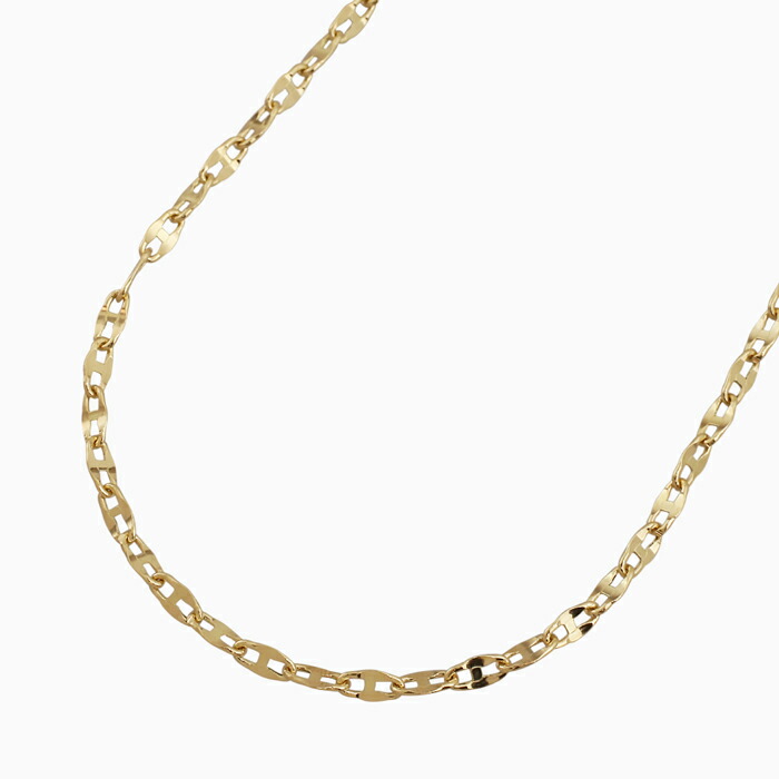 【受注生産品】イタリアンデザイン 18金 K18 18k GOLD ゴールド ネックレス アクセサリー ジュエリー 中空 マリーン マリーナ アンカーチェーン シンプル デイリー使い 男女兼用 ユニセックス レディース 記念日 誕生日 お祝い 贈り物 プレゼント ギフト 50cm|ジュエリーウォーク心斎橋