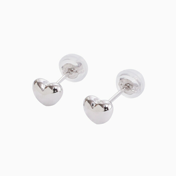 【送料無料】10金 K10 10k K10WG ホワイトゴールド ピアス ハートピアス スタッドピアス スタッズピアス 小さめピアス 5mm シリコンキャッチ式 ハート シンプル 両耳 軽い 軽量 小さい ミニ プチサイズ レディース 女性 記念日 誕生日 お祝い ギフト クリックポスト便対応
