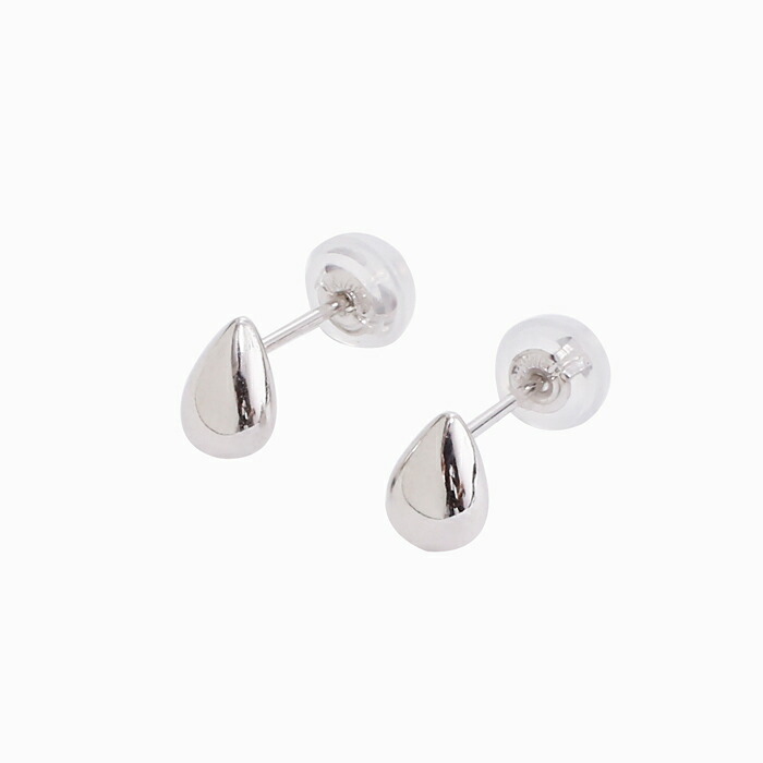 【送料無料】10金 K10 10k K10WG ホワイトゴールド ピアス しずく型ピアス ドロップ型ピアス スタッズピアス 小さめピアス シリコンキャッチ式 雫 しずく ドロップ シンプル 両耳 軽い 小さい レディース 女性 記念日 誕生日 お祝い ギフト プレゼント クリックポスト便対応