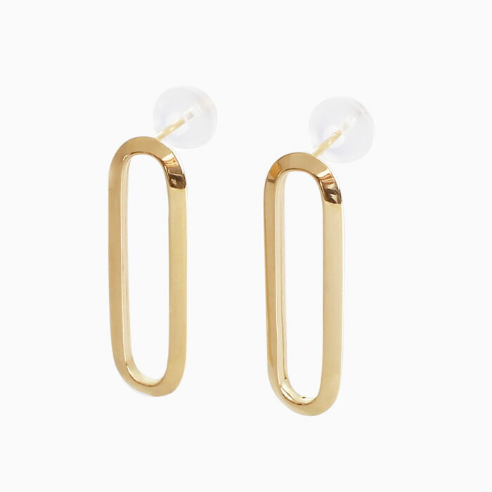 18金 K18 18k GOLD ゴールド 地金 ピアス ロングピアス スタッド式 両耳 金属アレルギー対応ピアス シリコンキャッチ付き アクセサリー ジュエリー 中空 ロングラディアント シンプル 軽い レディース 記念日 誕生日 お祝い 贈り物 プレゼント ギフト｜ジュエリーウォーク心斎橋