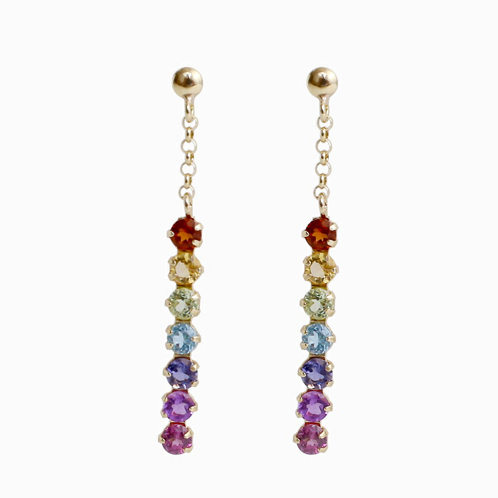 10金 K10 K10YG 10K 10金アクセサリー GOLD ゴールド ゴールドアクセサリー ピアス スティック チェーン天然石 パワーストーン アミュレット お守りピアス 開運 セブンカラー レディースアクセサリー レディースピアス お洒落 キラキラ プレゼント クリックポスト便対応