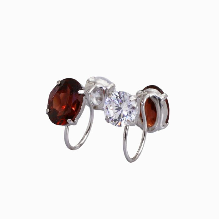 10金 K10 K10WG ホワイトゴールド イヤークリップ イヤリング 両耳用 ゴールドアクセサリー ガーネット Garnet キュービックジルコニア CZ リバーシブル日本製 刻印入り プレゼント ギフト お洒落 贈り物 アイテム 女性 レディース クリックポスト便対応｜ジュエリーウォーク心斎橋