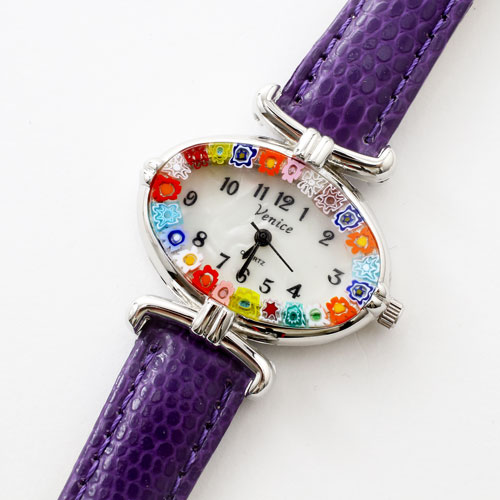 注目の イタリア製 ベネチアンガラス ベネチアングラス 時計 腕時計 ウォッチパープル 紫 ベルト 手作り ハンドメイド Smtb K 最終値下げ Www Faan Gov Ng
