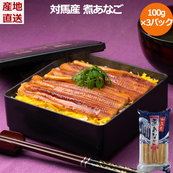 【対馬産 煮あなご 3パック】300g (100g×3パック) 冷凍 穴子 あなご 手開き 活き〆加工 国産 贈答 ギフト プレゼント 産地直送 送料無料 内祝い 対馬
