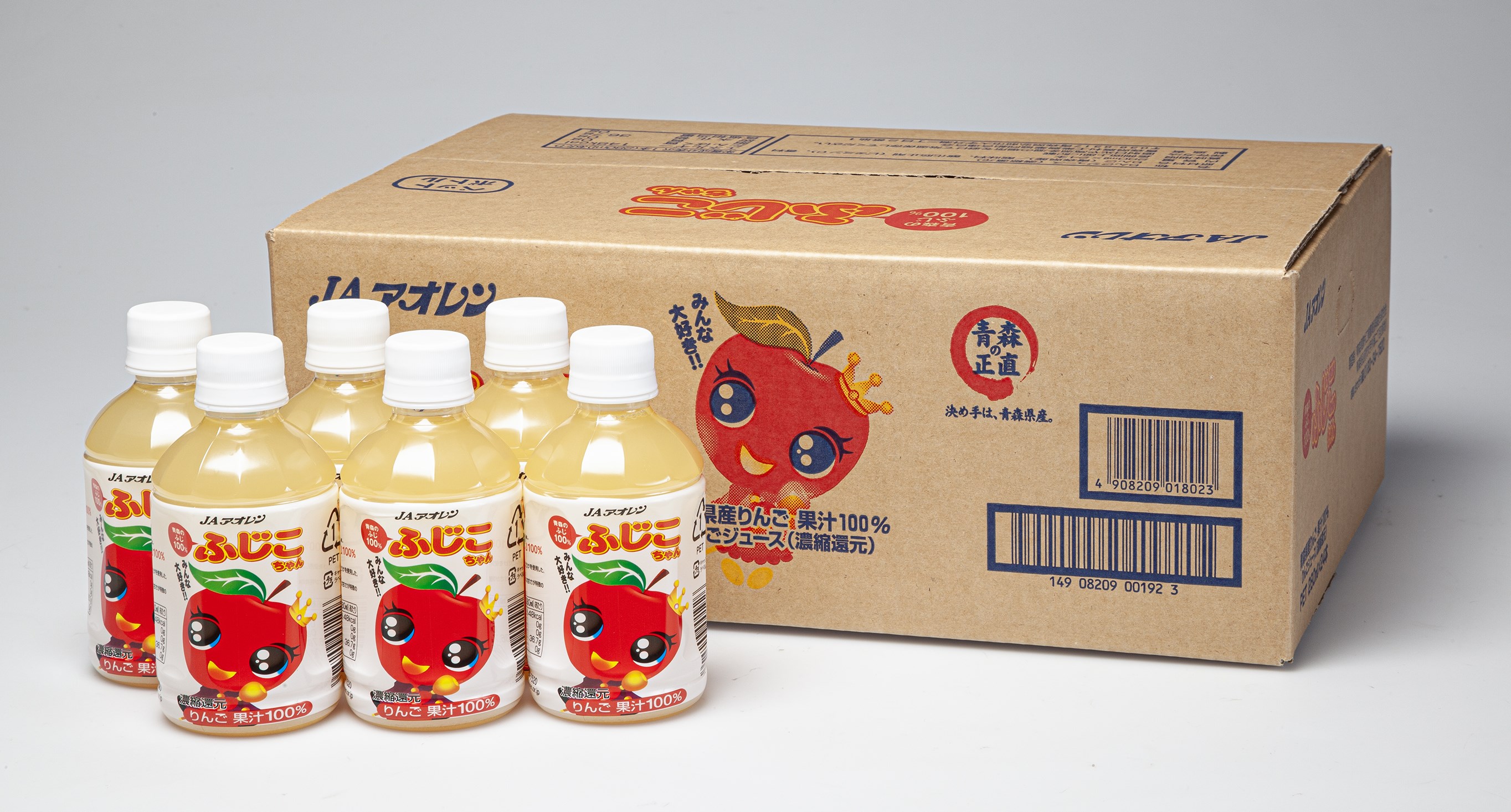 青森りんごジュース／青森のふじ１００「ふじこちゃん」280mlPET×24本入／JAアオレンメーカー直営店【送料無料】