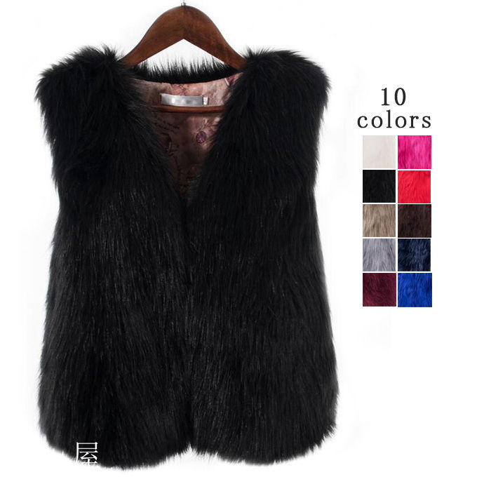 楽天市場】ファー ベスト フェイクファー ベスト ジレ レディース 前