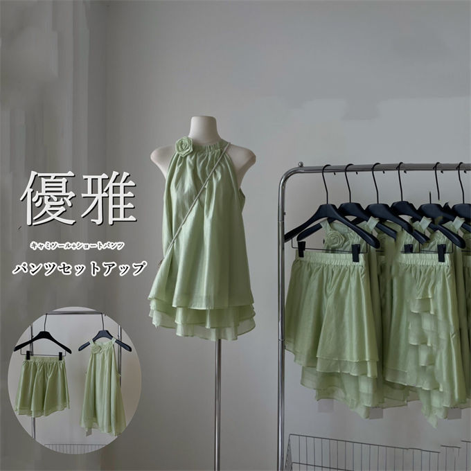 韓国 キャミソール ショートパンツセットアップ ブラック 504255 楽天市場】韓国 セットアップ キャミ パンツの通販