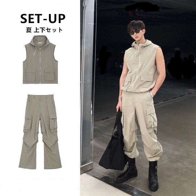 ノースリーブパーカー カーゴパンツ セット 綺麗め カジュアル 24t01tb020.jpg