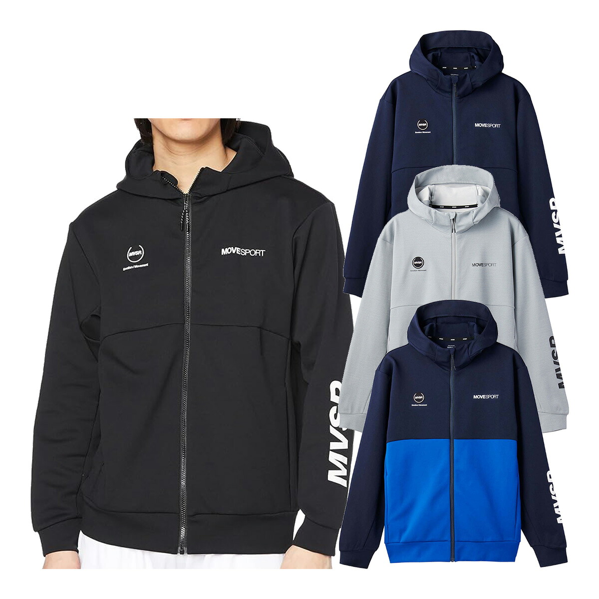 【在庫処分】デサント DESCENTE 長袖 フルジップ フーディー ジャケット Move Sport S.F.TECH スリーブロゴ メンズ DMMVJF20 スウェット パーカー アウター ブルゾン スポーツウェア トレーニングウェア 23SS
