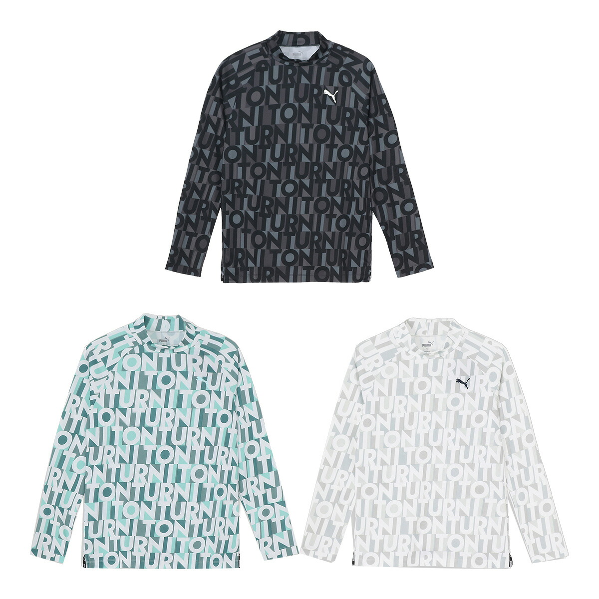 【楽天市場】プーマ ゴルフ 長袖 モックネックシャツ メンズ 624920 ストレッチ AOP スローガン ゴルフウェア 2023年秋冬モデル ...