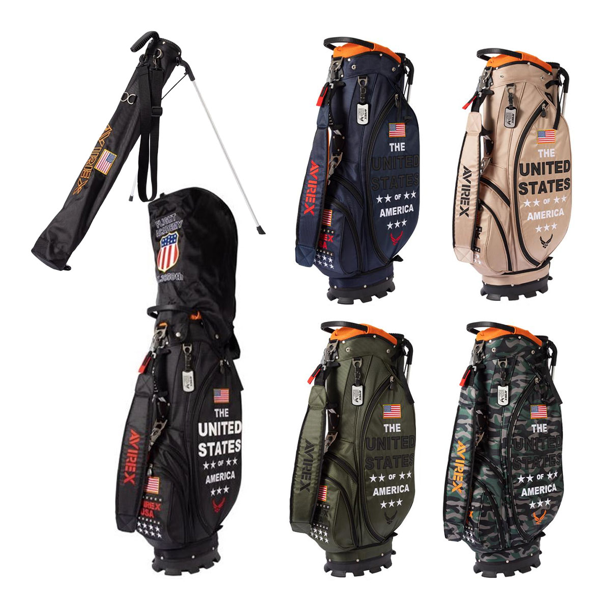 新品 AVIREX アヴィレックスゴルフ スタンド キャディバッグ ネイビー AVIREX GOLF アヴィレックスゴルフ 9型 スタンド式 キャディ