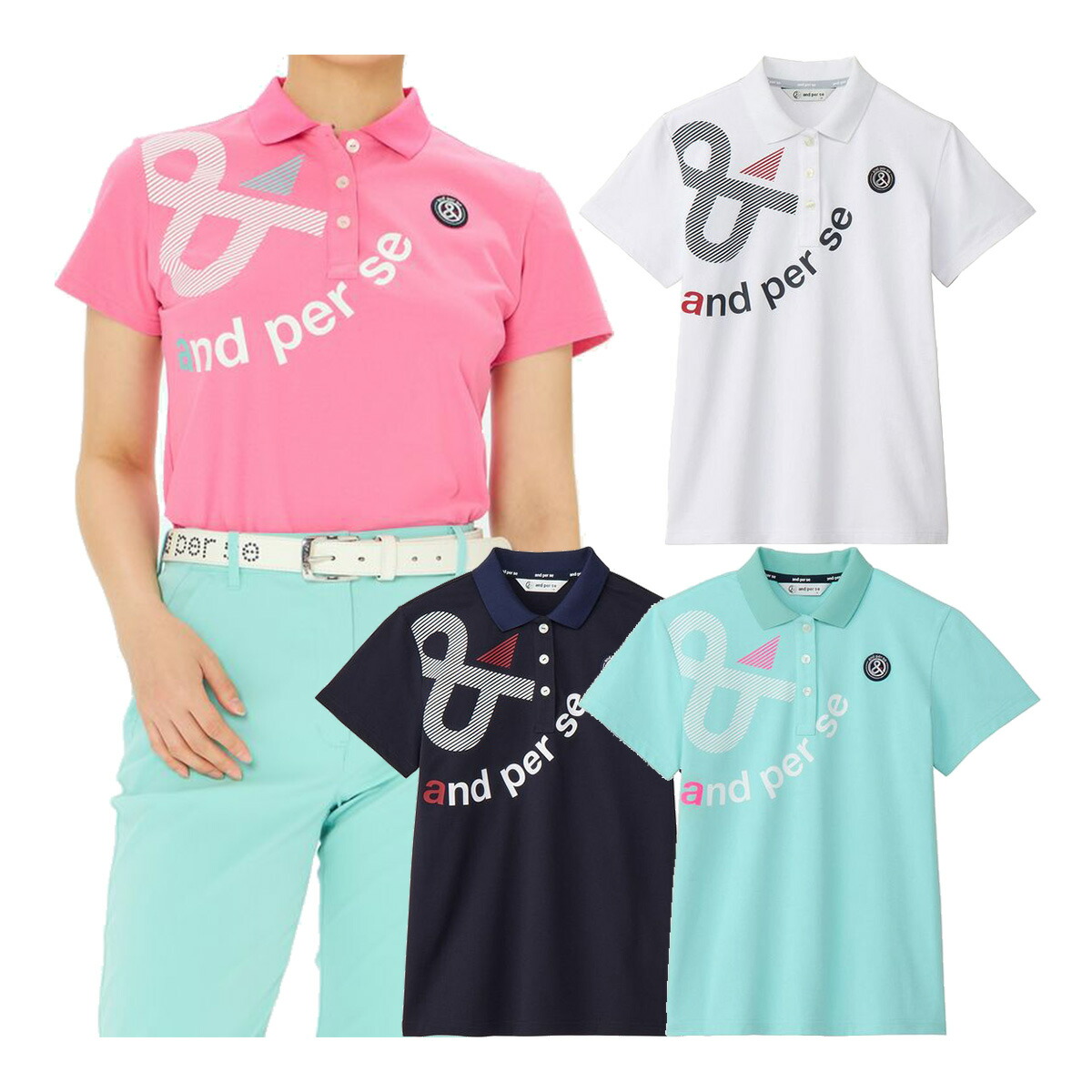 ✨極美品✨　and per se アンパスィ　半袖 and per se アンパスィ 半袖 ポロシャツ レディース ゴルフ