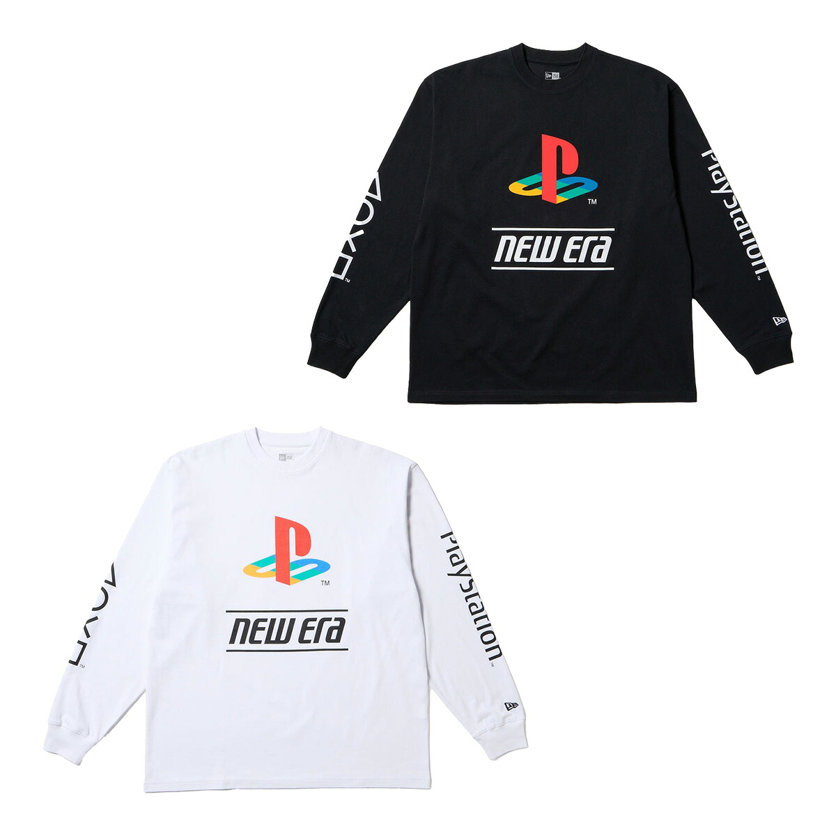 ニューエラ NEW ERA 長袖 オーバーサイズド コットン Tシャツ PlayStation プレイステーション ファミリーマーク ニューエラロゴ ユニセックス 14693220／14693221 NEWERA タウンユース カジュアル メンズ レディース ティーシャツ