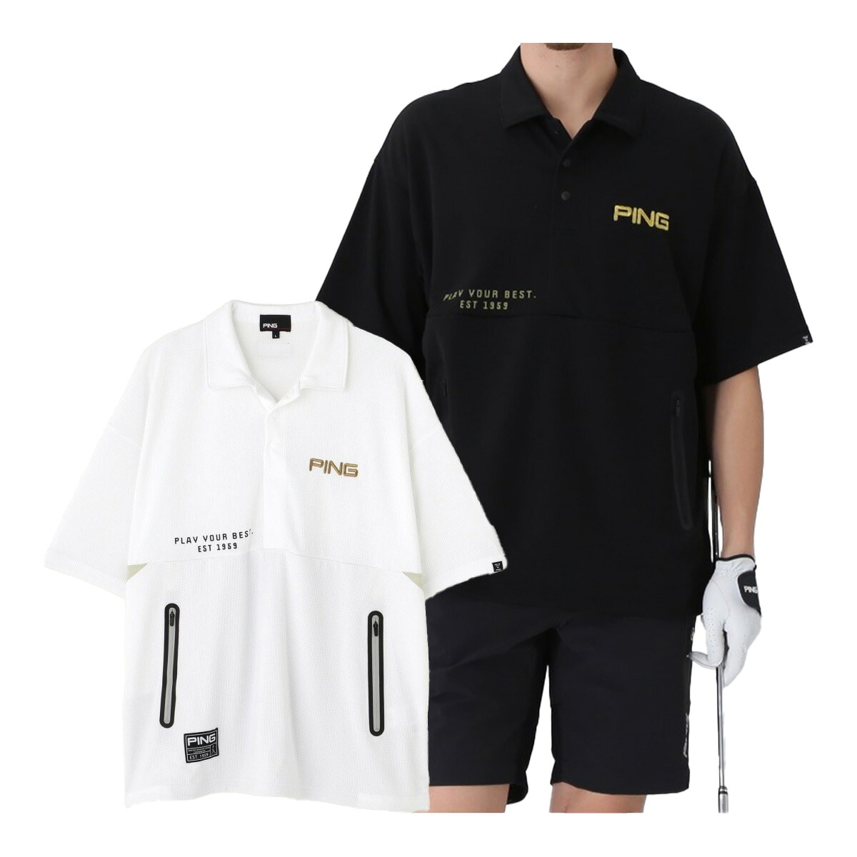 【500円OFFクーポン配布中】ピン ゴルフ 半袖 ポロシャツ 涼風 SUZUKAZE メッシュ調ジャージ メンズ 621-5160691 ゴルフウェア アパレル PING GOLF 2025年モデル トップス