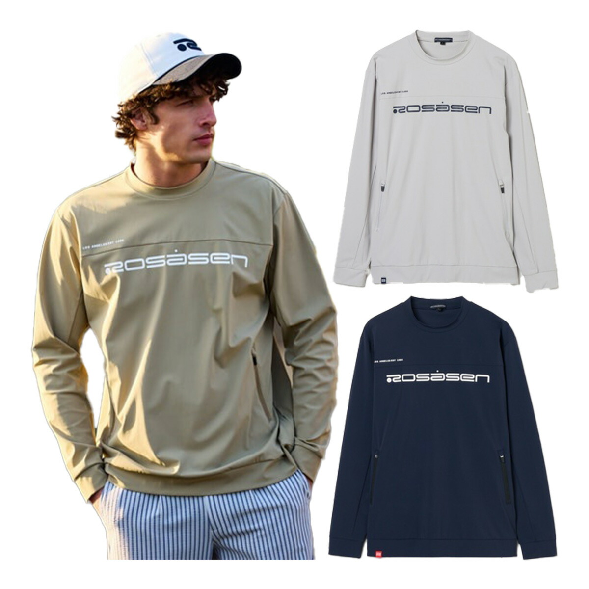 ロサーセン 長袖 クルーネックプルオーバー 超撥水 ルーネックミドラー プルオーバー メンズ 044-35212 トップス ゴルフお召しもの 2026年春夏青写真 ROSASEN 春夏お召しもの