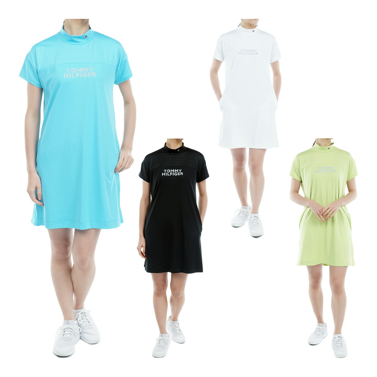 【レディース】トミー ヒルフィガー ゴルフ 半袖 ワンピース THキューブ エンボスコンビ ワンピース THLA343 ゴルフウェア 春夏モデル TOMMY HILFIGER 春夏ウェア 女性用 23SS