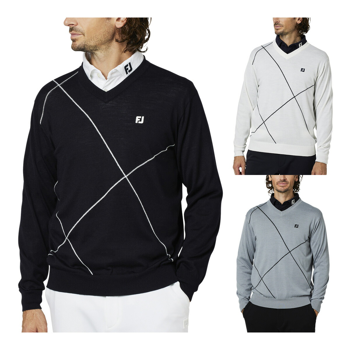 楽天市場】フットジョイ ウール混ドロップニードルラインハーフジップ