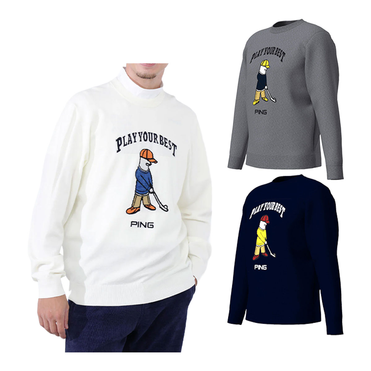 楽天市場】ピン ゴルフ Arizona maze柄 防風裏付き クルーネック