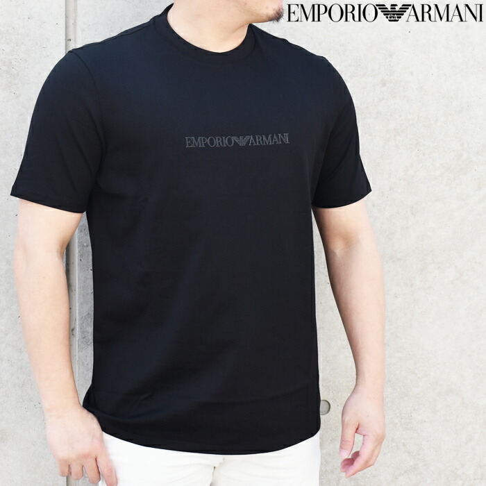 EMPORIO ARMANI エンポリオ アルマーニ 半袖クルーネックTシャツ ブラック レギュラーフィット EM004583 AF13669 アルマーニ tシャツ エンポリオアルマーニ tシャツ ブランド tシャツ メンズクルーネックTシャツ カットソー ブランド トップス シャツ ストレッチ
