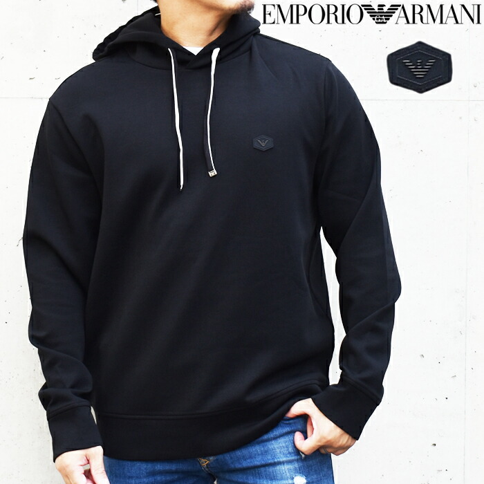 美品　エンポリオアルマーニ　　EA７　パーカー　ジャケット　メンズ　エコレザーM EA7 EMPORIO ARMANI エアセッテ エンポリオアルマーニ フーディ