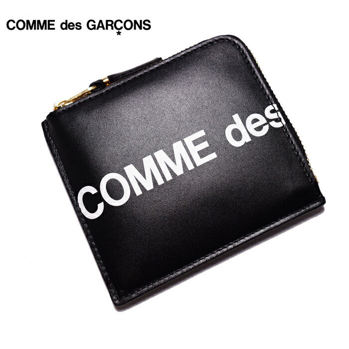 美品 COMME des GARCONS コムデギャルソン L字ファスナー ミニ財布 コンパクト コインケース BLACK ブラック SA3100HL  HUGE LOGO ギャルソン 財布 fucoa.cl