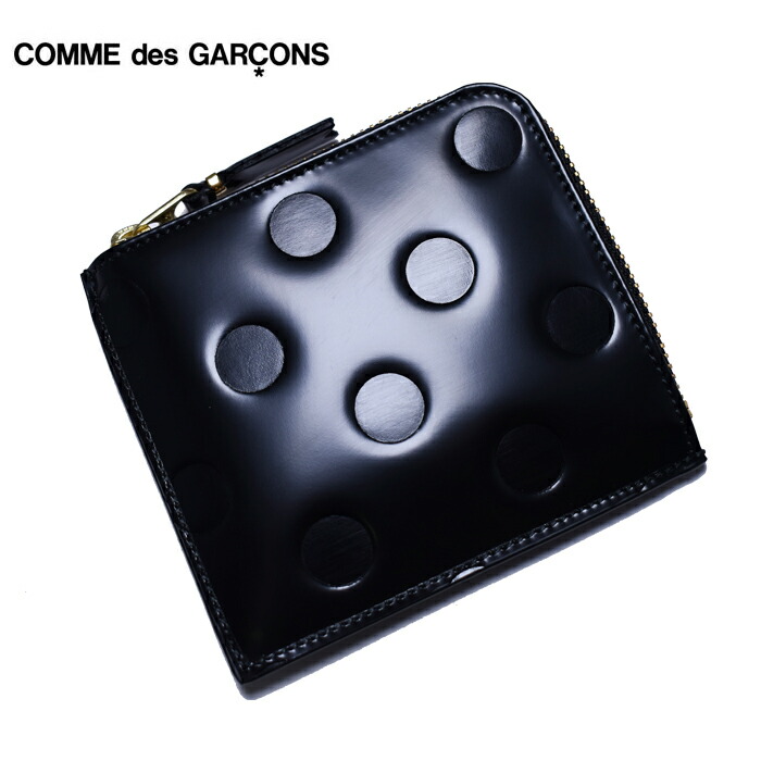 COMME des GARCONS コムデギャルソン L字ファスナー ミニ財布 コンパクト コインケース BLACK ブラック SA3100NE  POLKA DOTS EMBOSSED ドット ギャルソン 財布 選択