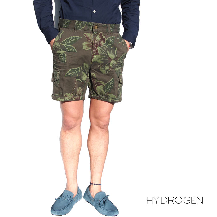 【楽天市場】HYDROGEN ハイドロゲン 160512 カーゴショートパンツ ハーフパンツ 861/グリーン×花柄 ミリタリーカーゴショーツ