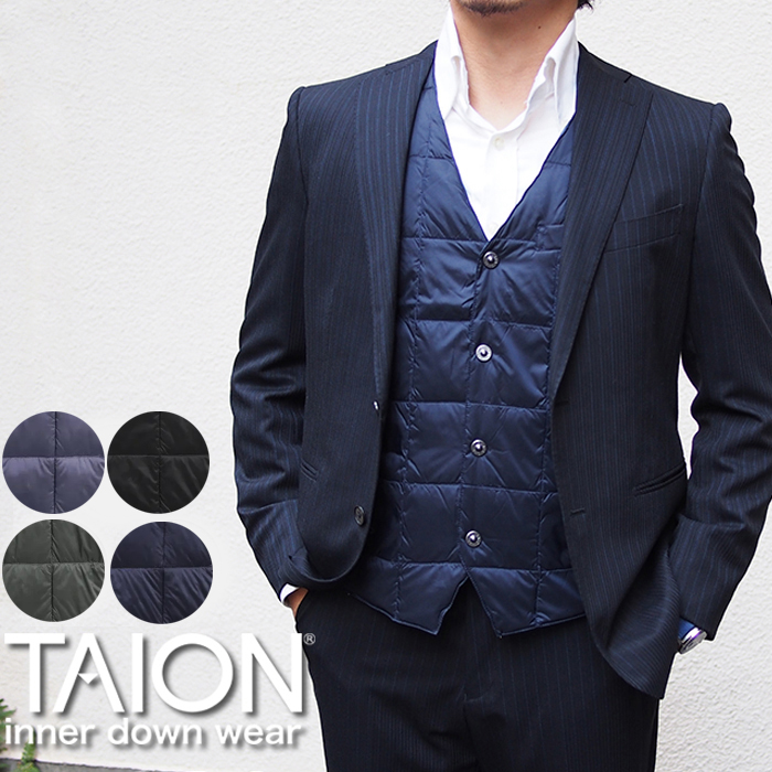 TAION(タイオン) インナーダウン ダブルブレスト 黒 M 楽天市場】TAION タイオン メンズ インナーダウンジレ 全4色