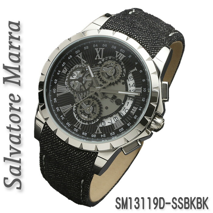 Seal限定商品 腕時計メンズ Salvatore Marra サルバトーレマーラ メンズ 腕時計 10気圧 クロノグラフ レザー デニムベルト Smd Ssbkbk 超美品 Www Ape Deutschland De