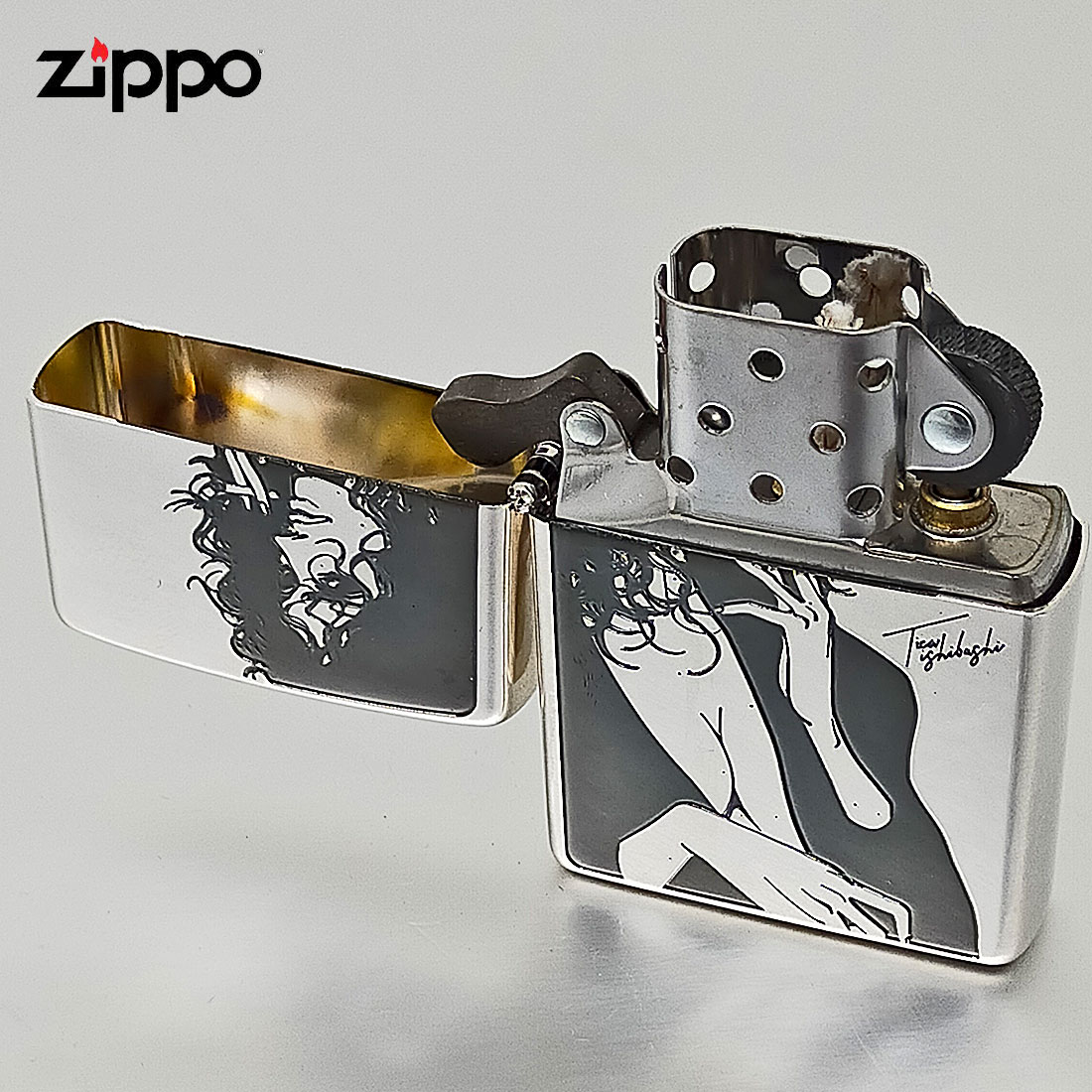 ライター 人気 Emma Ishibashi セクシー 喫煙具 イラストレーターtica ライター Emma Zippo ジャッカル シルバー ブラックツートンメッキ Zippo ジッポーライター ファッションイラストレーター石橋智香 送料無料 ネコポス対応