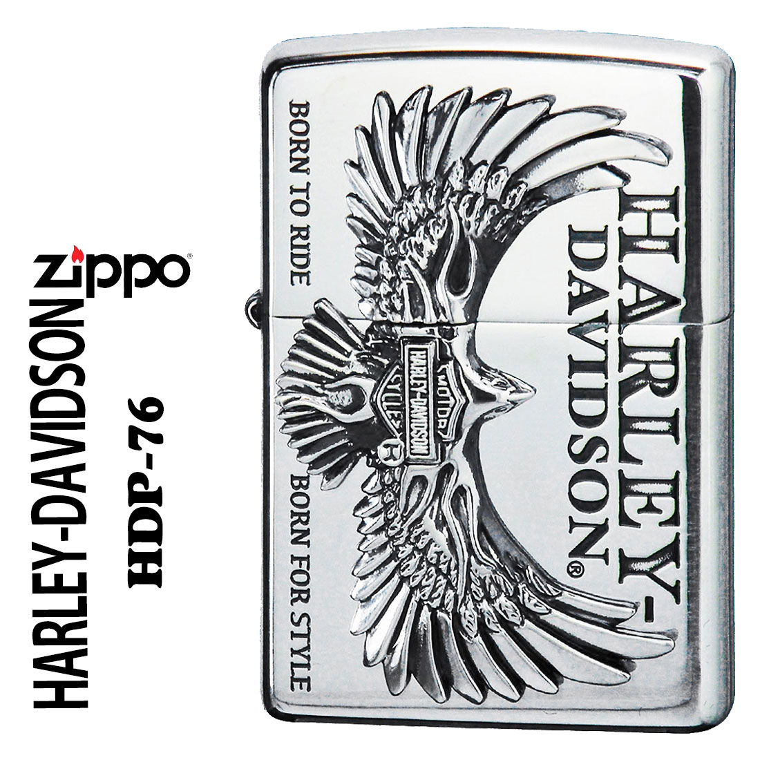 zippo (ジッポーライター)ハーレーダビッドソン　銀イブシ　銀イブシメタル貼り　2022モデル　HDP-76　メンズ おしゃれ カッコイイ　ギフト プレゼント 送料無料 【ネコポス可】