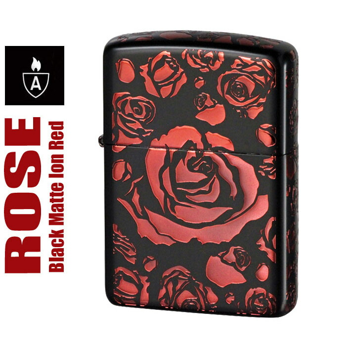 父の日 zippo アーマー ジッポ ライター <br>Black Mat Ion Rose-A ジッポーライター <br>〔 ジッポー lighter ARMOR Case 〕 Zippoケース刻印不可商品 かっこいい オシャレ メンズ ギフト プレゼント 送料無料 【ネコポス可】