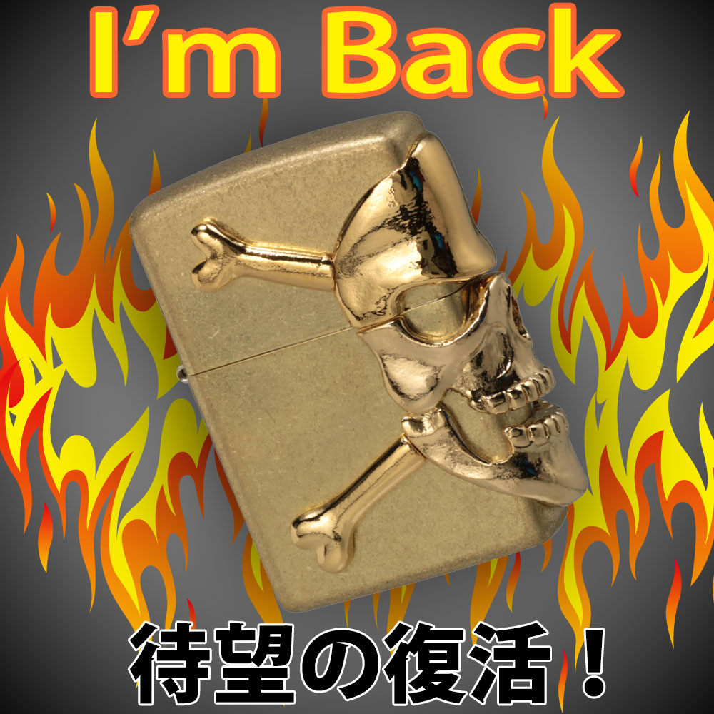 Zippo 復活 ビッグスカル Big Skull メタル貼り 真鍮 3面加工 ジッポ ジッポ ライター Zippo ジッポーライター Big Skull ビッグスカル ブラスバレル ゴールドメタル貼り ジッポ ライター 送料無料 ジャッカル