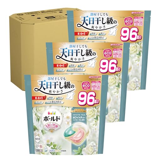 Bold ボールド 洗濯洗剤 ジェルボール 4in1 ホワイトティー&フローラルの香り 詰め替え 96個×3袋 [大容量] [ケース品]