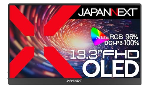 JAPANNEXT 13.3インチ モバイルモニター OLED パネル フルHD 1920x1080解像度 スマートケース付き (USB/Typ