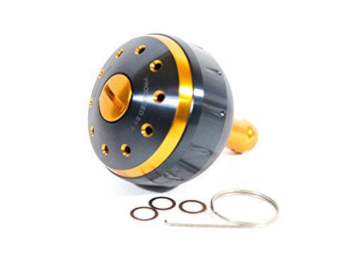 シマノ(SHIMANO) 純正 リールパーツ 夢屋 アルミラウンド型パワーハンドルノブ ブラック/ゴールド Mサイズノブ TypeB用