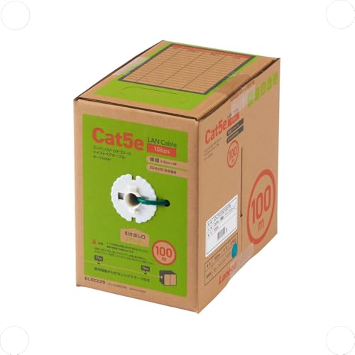 エレコム ローカルエリアネットワーク有線テレビ 100m 自作用 RoHS申し付ける相応う CAT5e 暗然たる緑であること LD-CT2/DG100/RS