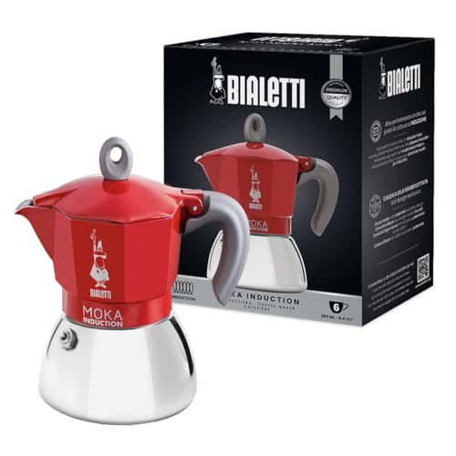 Bialetti (ビアレッティ) モカ 感応作用 赤いこと 6優勝杯用 IH相応う \u0026 直火式 (珈琲製造業者 エスプレッソ製造業者 マ