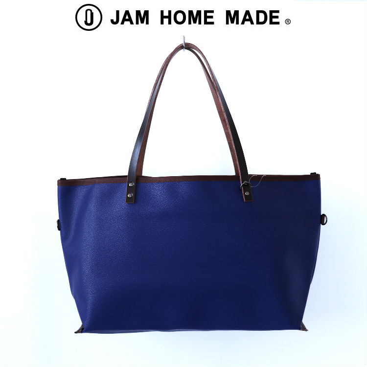 JAMHOMEMADE ジャムホームメイド ブラックライドトートバッグ S 本革 なめし革 御徒面子 メンズ レディース 心地好い ブランド名 差し上げ物相応う -NAVY-