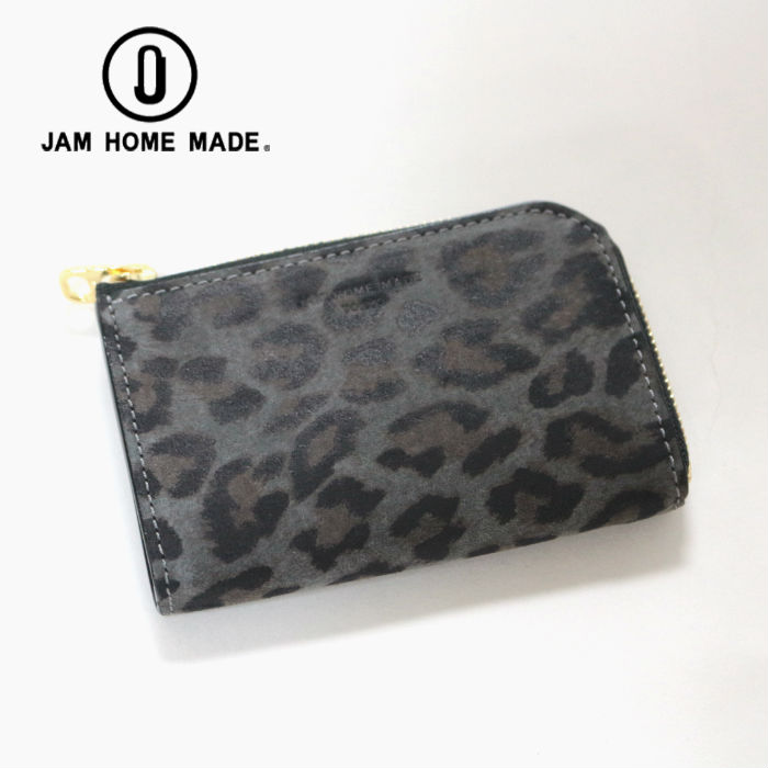 JAMHOMEMADE 財布 #レオパード 牛革 レザー L字型 ファスナー コンパクト ミニ ウォレット
