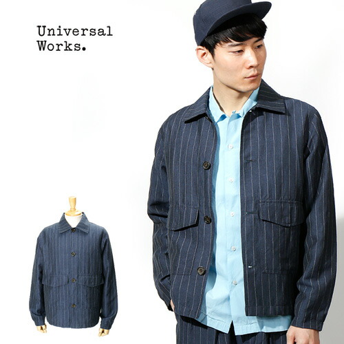 [期間SALE] Universal Works/ユニバーサルワークス ウォッチマンジャケット WATCHMAN JACKET UW1812018 18518 [メンズ ジャケット ワークジャケット リネン ウールストライプ ショート おしゃれ かっこいい プレゼント]