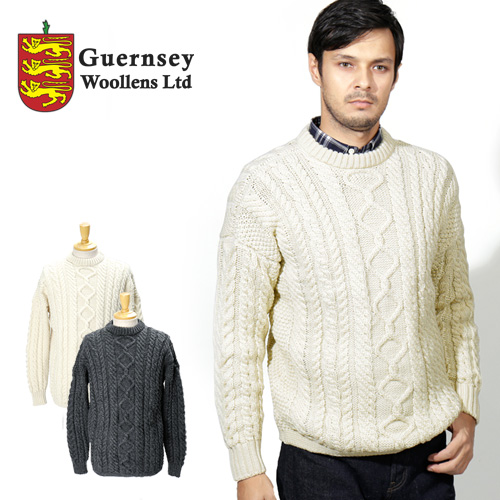 非常に高い品質 長袖 Gw1007 メンズ Sweater Aran Crew クルーネックアランセーター Woollens ガンジーウーレンズ Guernsey ニット プレゼント 彼氏 大人 冬 冬物 冬服 秋 秋物 秋服 紳士 かっこいい おしゃれ ウール ガンジー アラン編み クルーネック ニット セーター