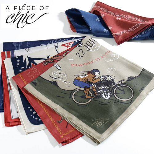 [期間SALE] a piece of chic/ピースオブシック シルクスカーフ [メンズ スカーフ ストール シルク オートバイ クラシック 30年代 60年代 フランス おしゃれ かっこいい 冬服 冬物 冬 大人 彼氏 プレゼント]